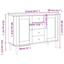 Celle Pinewood Sideboard With 2 Doors 4 Drawers In Brown