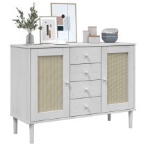 Celle Pinewood Sideboard With 2 Doors 4 Drawers In White