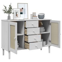 Celle Pinewood Sideboard With 2 Doors 4 Drawers In White