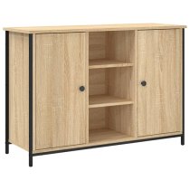 Lecco Wooden Sideboard With 2 Doors 2 Shelves In Sonoma Oak