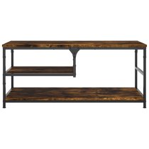 Rivas Wooden Coffee Table With 2 Shelves In Smoked Oak