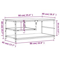 Rivas Wooden Coffee Table With 2 Shelves In Smoked Oak