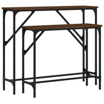 Rivas Set Of 2 Wooden Console Tables In Brown Oak