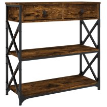 Rivas Wooden Console Table With 2 Drawers In Smoked Oak