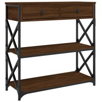 Rivas Wooden Console Table With 2 Drawers In Brown Oak