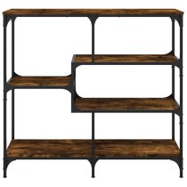 Rivas Wooden Console Table With 4 Shelves In Smoked Oak