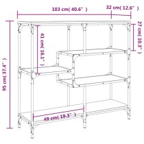 Rivas Wooden Console Table With 4 Shelves In Smoked Oak