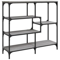 Rivas Wooden Console Table With 4 Shelves In Grey Sonoma Oak