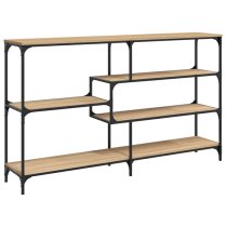 Rivas Wooden Console Table Wide With 4 Shelves In Sonoma Oak