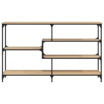 Rivas Wooden Console Table Wide With 4 Shelves In Sonoma Oak