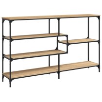 Rivas Wooden Console Table Wide With 4 Shelves In Sonoma Oak