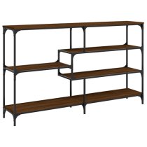 Rivas Wooden Console Table Wide With 4 Shelves In Brown Oak