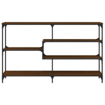 Rivas Wooden Console Table Wide With 4 Shelves In Brown Oak