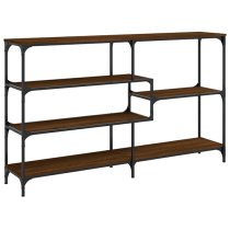 Rivas Wooden Console Table Wide With 4 Shelves In Brown Oak