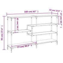 Rivas Wooden Console Table Wide With 4 Shelves In Brown Oak