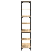 Rivas Wooden Bookshelf In Sonoma Oak With Steel Frame