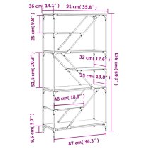 Rivas Wooden Bookshelf In Sonoma Oak With Steel Frame