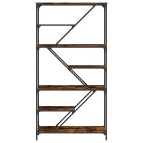 Rivas Wooden Bookshelf In Smoked Oak With Steel Frame