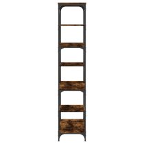 Rivas Wooden Bookshelf In Smoked Oak With Steel Frame