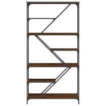 Rivas Wooden Bookshelf In Brown Oak With Steel Frame