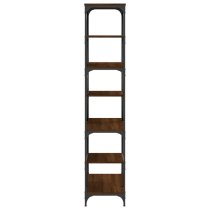 Rivas Wooden Bookshelf In Brown Oak With Steel Frame