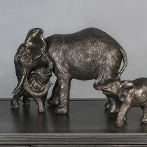 Ocala Polyresin Elephant Zambezi With Baby Sculpture In Grey