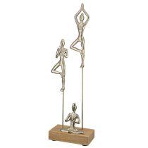 Oro Aluminium Yoga Group On Wood Base Sculpture In Silver