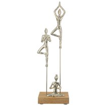 Oro Aluminium Yoga Group On Wood Base Sculpture In Silver