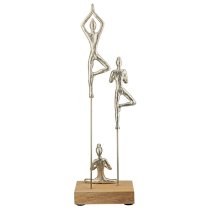 Oro Aluminium Yoga Group On Wood Base Sculpture In Silver