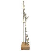 Oro Aluminium Yoga Group On Wood Base Sculpture In Silver