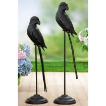 Oro Aluminium Parrot Sculpture Large In Black