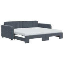 Keene Velvet Daybed With Guest Bed And Mattress In Dark Grey