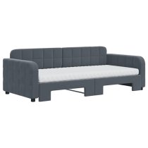 Keene Velvet Daybed With Guest Bed And Mattress In Dark Grey