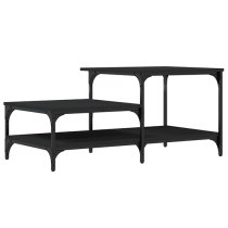 Rivas Wooden Coffee Table With 3 Shelves In Black