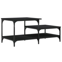 Rivas Wooden Coffee Table With 3 Shelves In Black