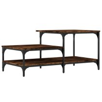 Rivas Wooden Coffee Table With 3 Shelves In Smoked Oak