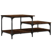 Rivas Wooden Coffee Table With 3 Shelves In Smoked Oak