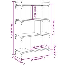 Irving Wooden Bookcase With 4-Tier In Sonoma Oak