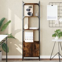 Irving Wooden Bookcase With 4-Tier And 2 Doors In Smoked Oak