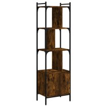 Irving Wooden Bookcase With 4-Tier And 2 Doors In Smoked Oak