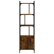 Irving Wooden Bookcase With 4-Tier And 2 Doors In Smoked Oak