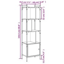 Irving Wooden Bookcase With 4-Tier And 2 Doors In Smoked Oak