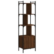 Irving Wooden Bookcase With 4-Tier And 2 Doors In Brown Oak