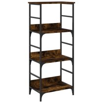 Izola Wooden Bookshelf With 3 Compartments In Smoked Oak