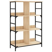 Izola Wooden Bookshelf With 6 Compartments In Sonoma Oak