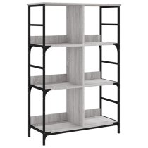 Izola Wooden Bookshelf With 6 Compartments In Grey Sonoma Oak