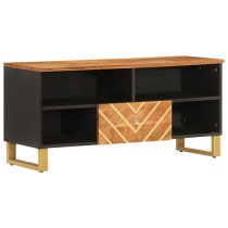 Sarlat Mangowood TV Stand 1 Drawer 4 Shelves In Brown And Black