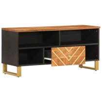 Sarlat Mangowood TV Stand 1 Drawer 4 Shelves In Brown And Black