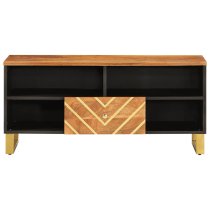 Sarlat Mangowood TV Stand 1 Drawer 4 Shelves In Brown And Black