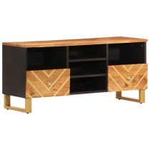 Sarlat Mangowood TV Stand 2 Drawers 4 Shelves In Brown And Black